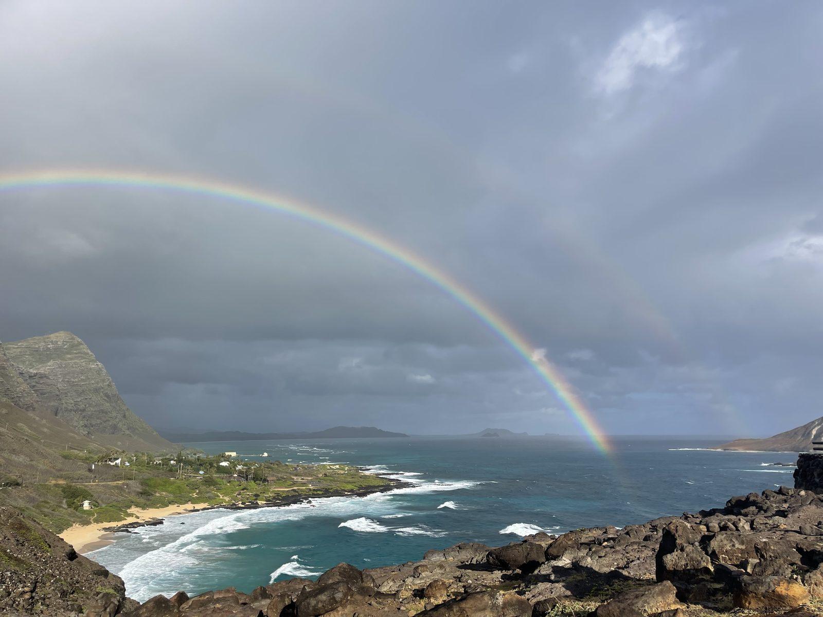 Double rainbow over Makapu'u coastline