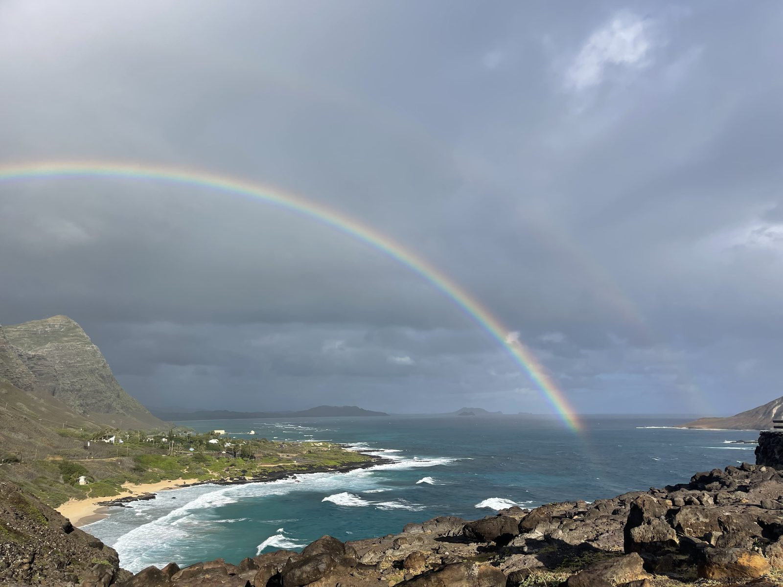 Double rainbow over Makapu'u Point, O'ahu