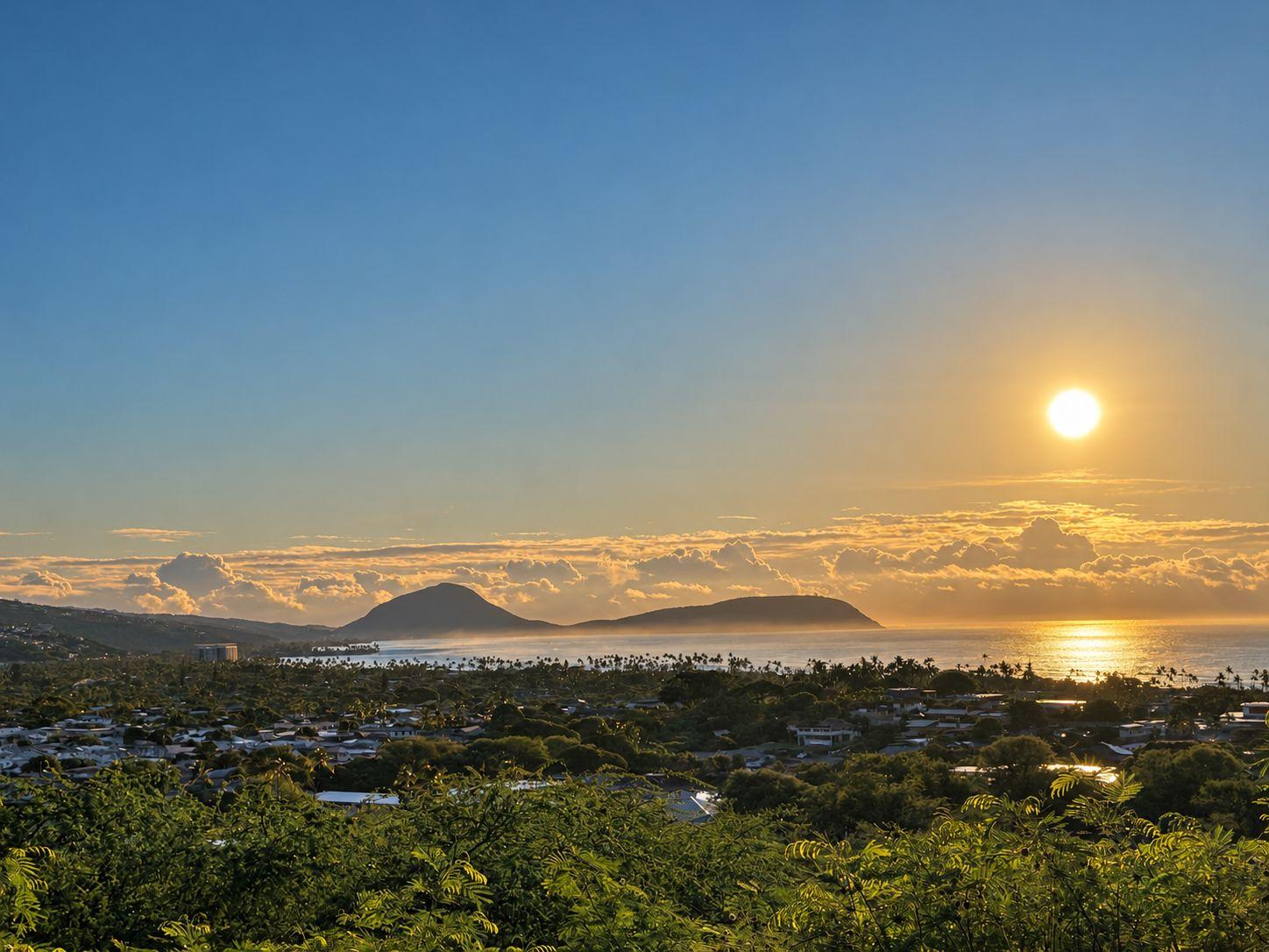 Sunrise over Koko Head from a Diamond Head lookout