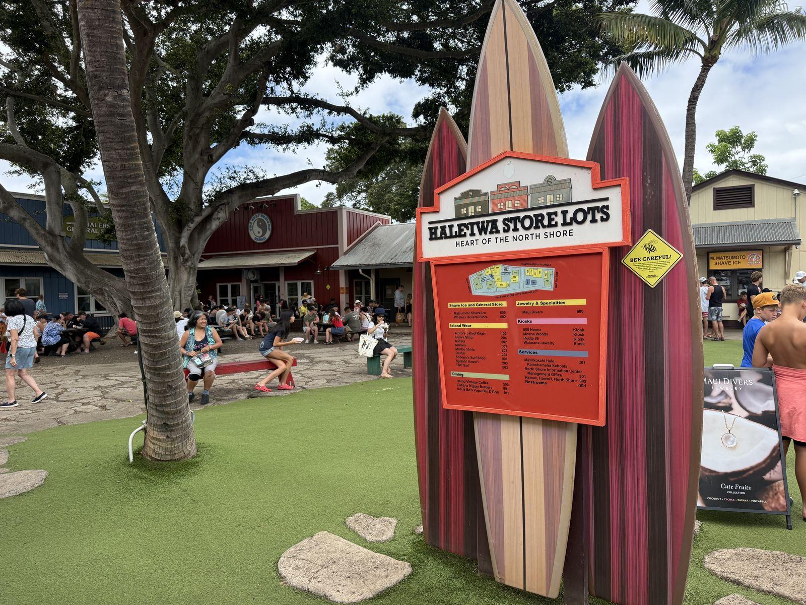 The Hale‘iwa Store Lots surfboard sign